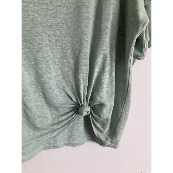 Joan Vass New York 100% Linen Ruffle Sleeve Blouse LARGE Mint Sage Green - Picture 2 of 6
